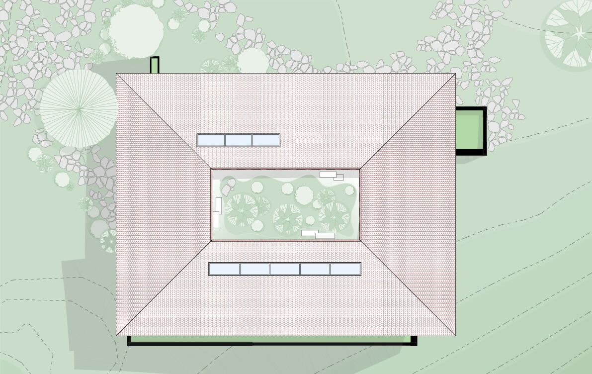 Rekunstruksioni i objektit të bashkësisë lokale KRAVAR - planimetria e çatisë Projektoi: KREATIV studio